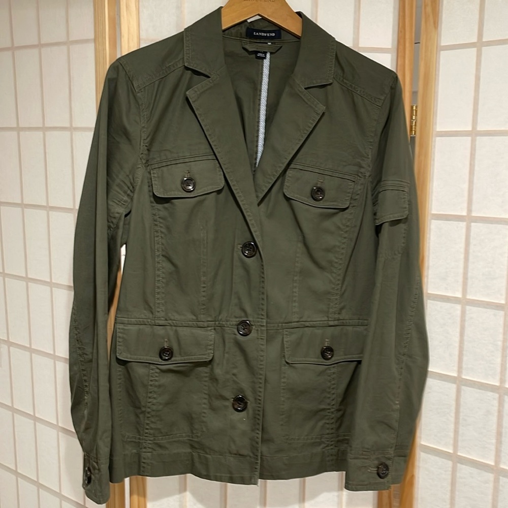 Lands End Safari Jacket Olive Green Women’s Size S/6-8
